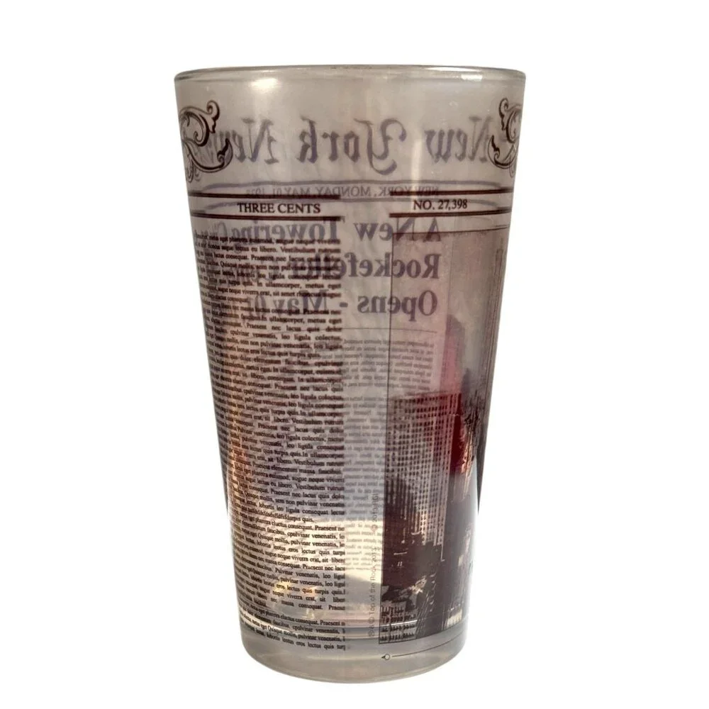 Top Of The Rock Souvenir Glass Tumbler 2013 Rockefeller Center New York News NYC